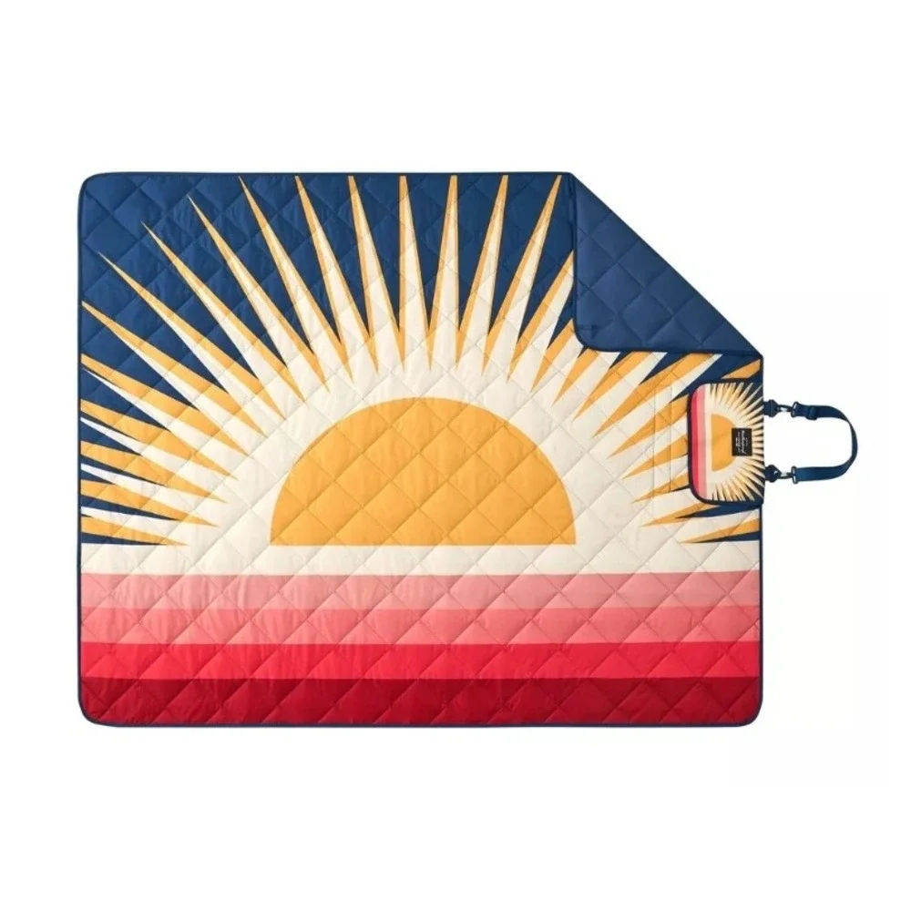Weatherproof Vintage Sun Throw Blanket Quilted Outdoor Picnic Beach Mat Navy